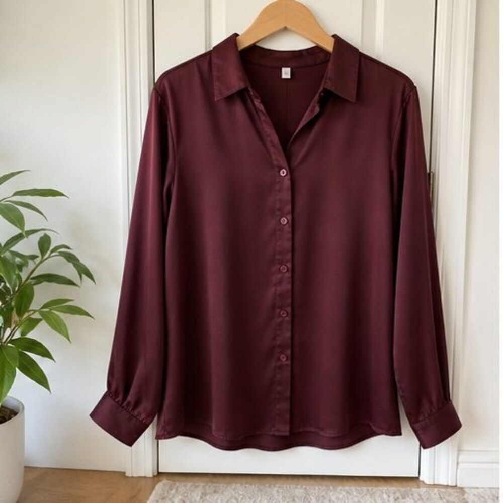 Burgundy Smocked Top